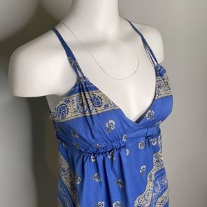Converse Blue and Cream Paisley Spaghetti-Strap Dress